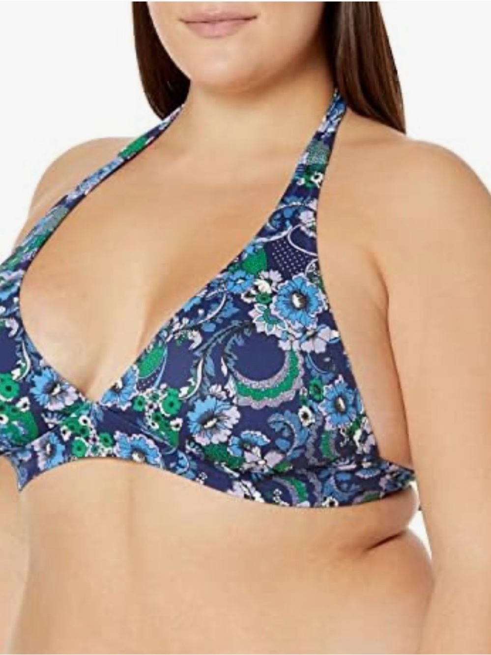 Amazon Essentials Navy Floral Halter Bikini Top
